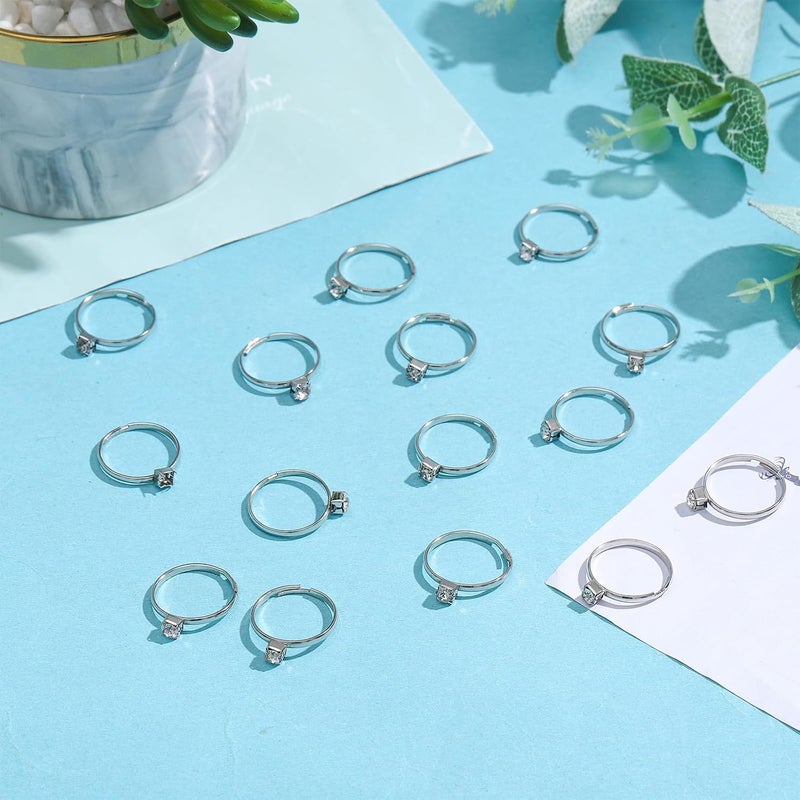 NEWITIN 120 Pieces Fake Rings Diamond Engagement Rings Silver Ring for Bridal Shower Party Game Wedding Table Decorations - Image 3